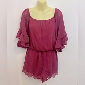 Endless Rose Berry Off Shoulder Ruffle Romper